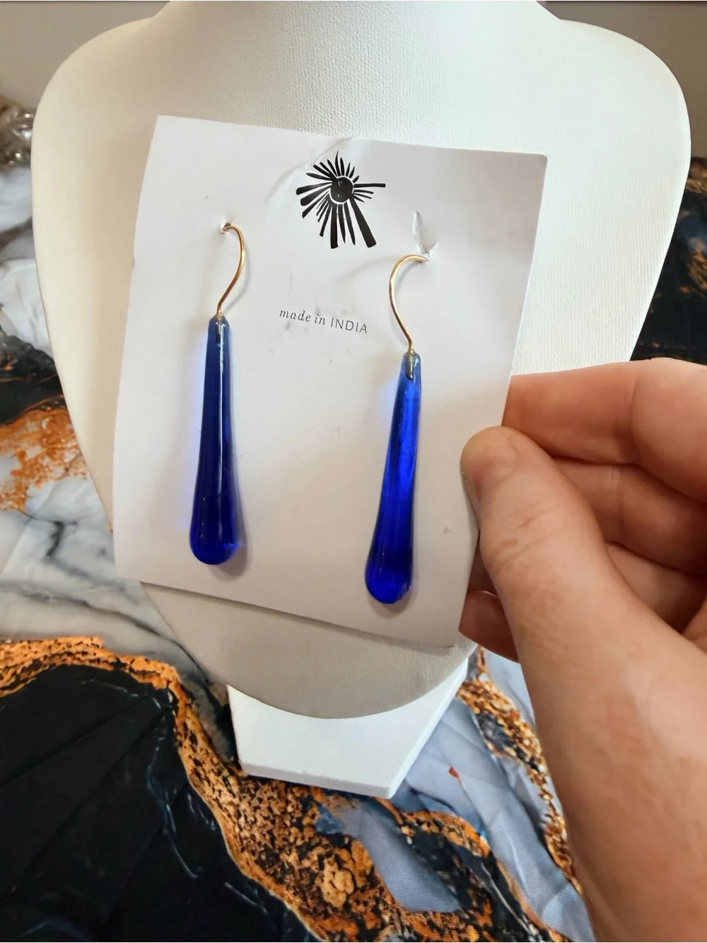 Noonday Collection retired blue cobalt drop earrings NWT!